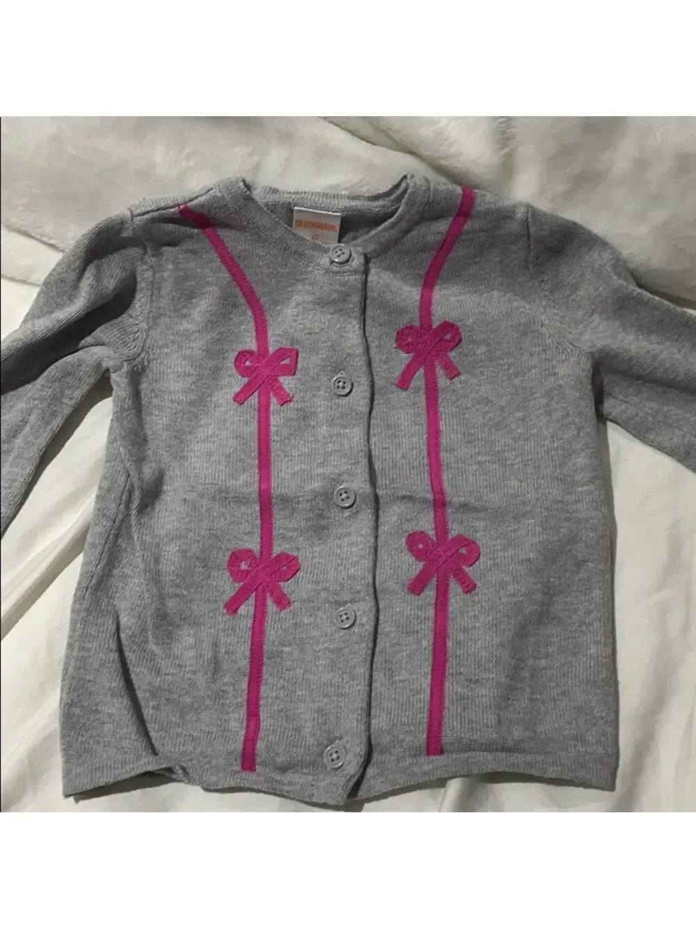 Gymboree 2t grey hot pink bows sweater worn once
